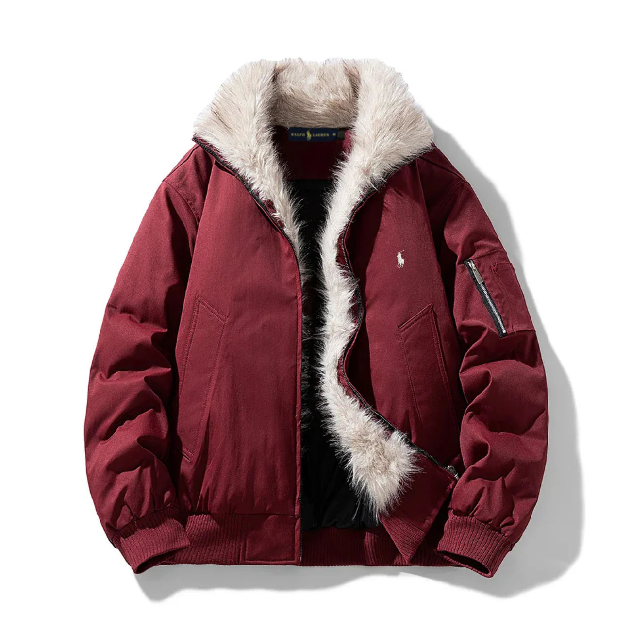 2026 Arctic Luxe Fur-Lined Bomber Jacket - Clearance Sale - Image 2