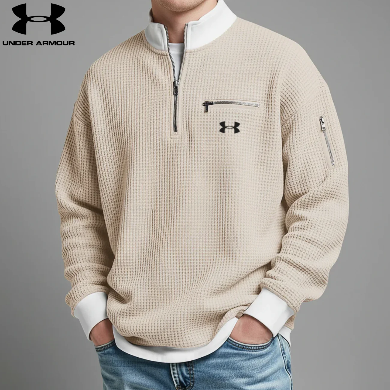 2026 Quarter-Zip Waffle Pullover || Clearance Sale - Image 2