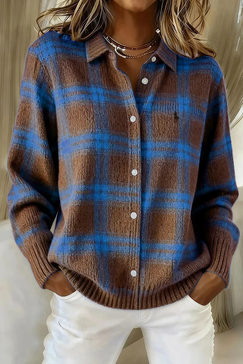 2026 Relaxed Fit Plaid Knit Shirt - Clearance Sale - Image 2