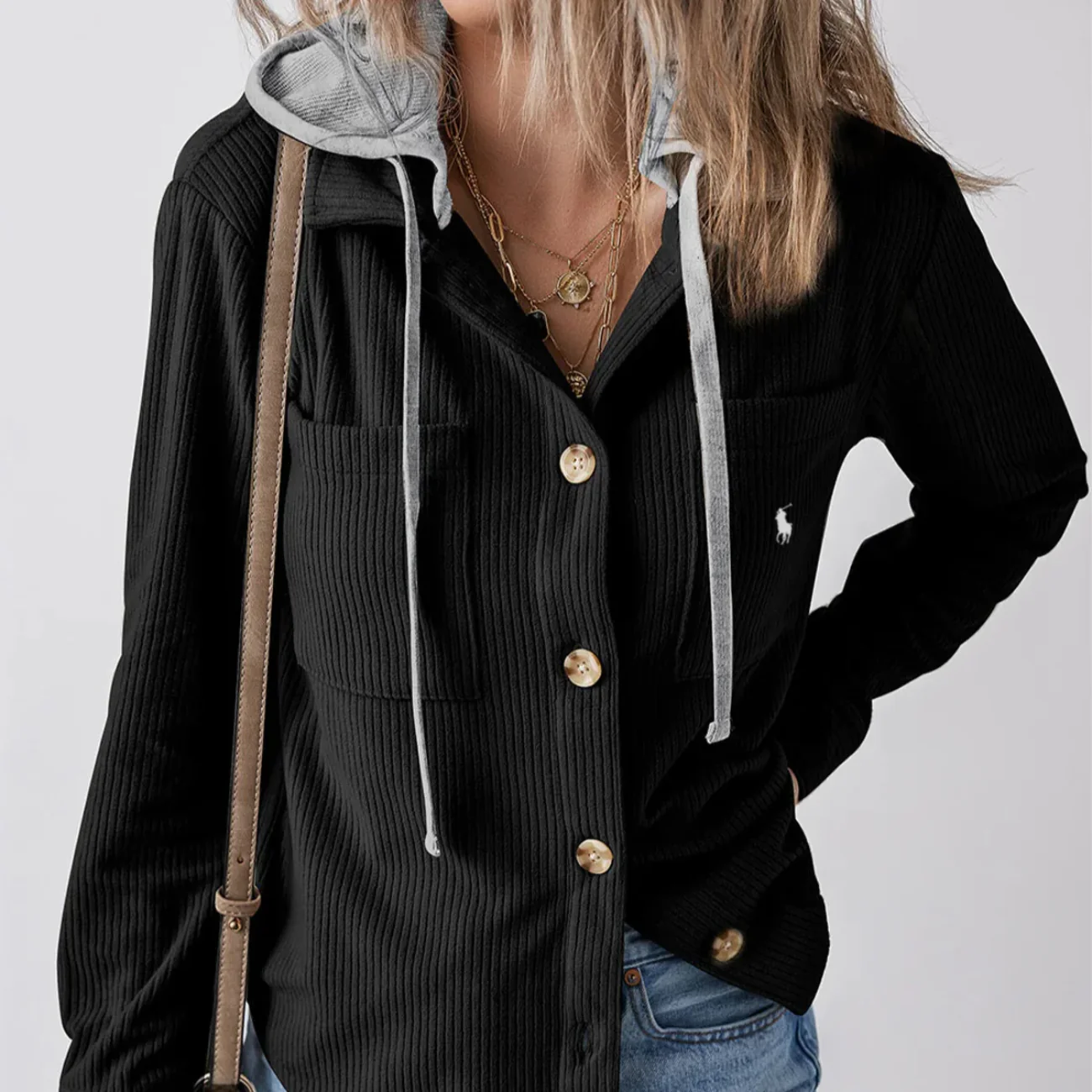 2026 Ribbed Hooded Button Cardigan - Clearance Sale