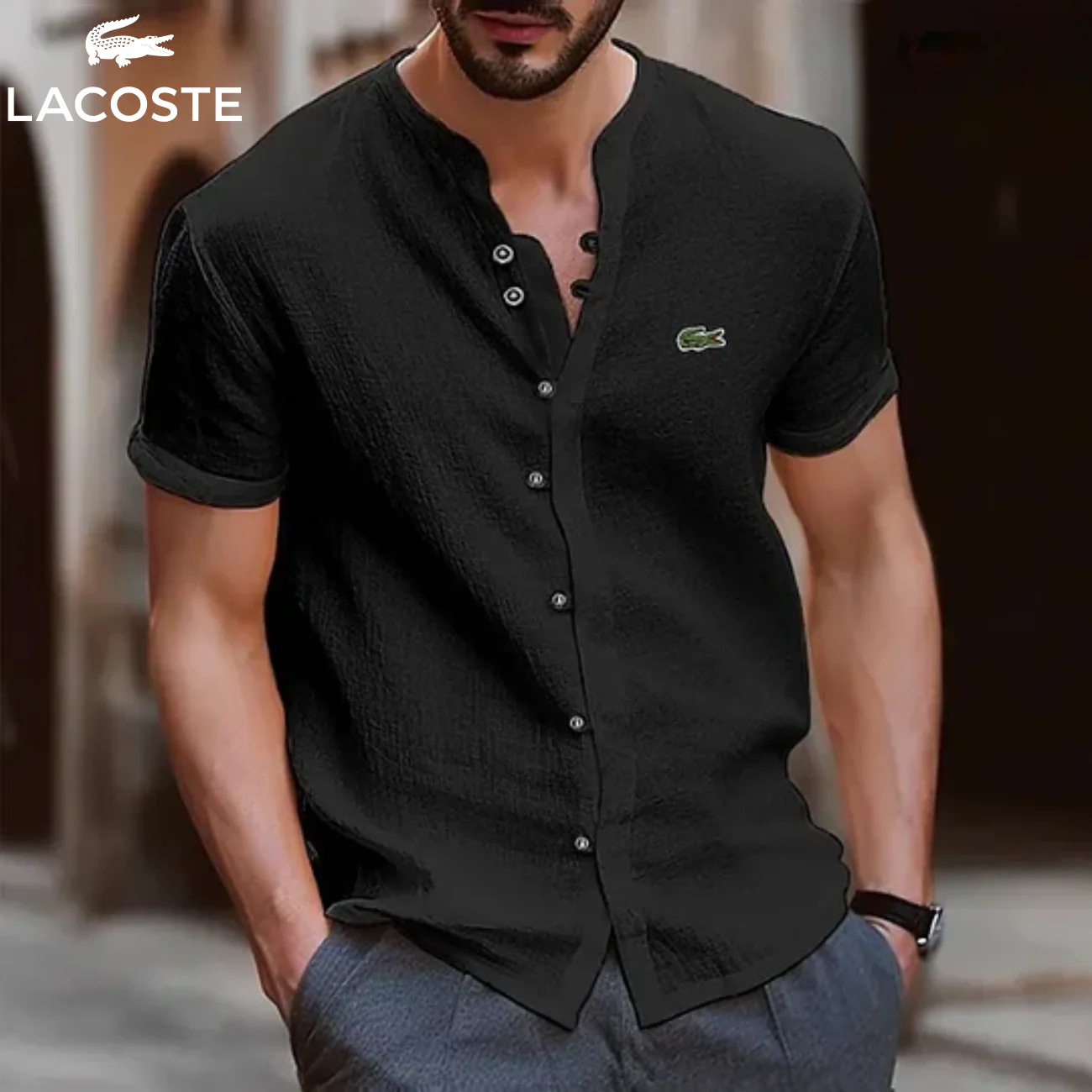 2026 Textured Button Henley Shirt || Clearance Sale