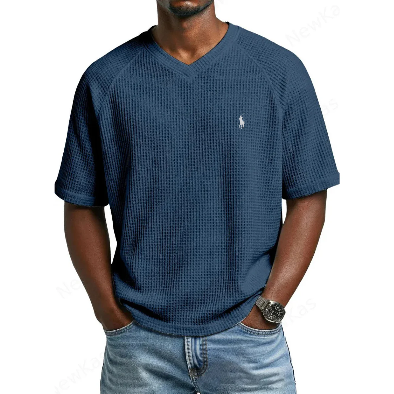 2026 Waffle Knit V-Neck Tee - Clearance Sale - Image 10