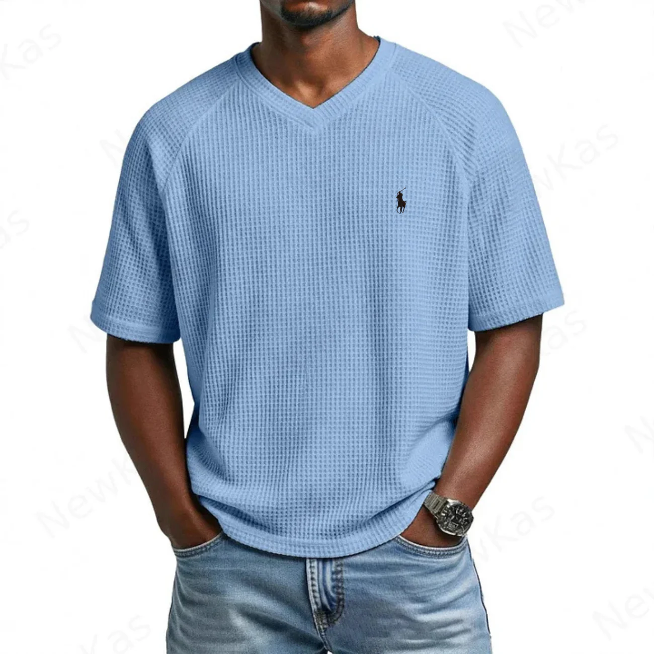 2026 Waffle Knit V-Neck Tee - Clearance Sale - Image 2