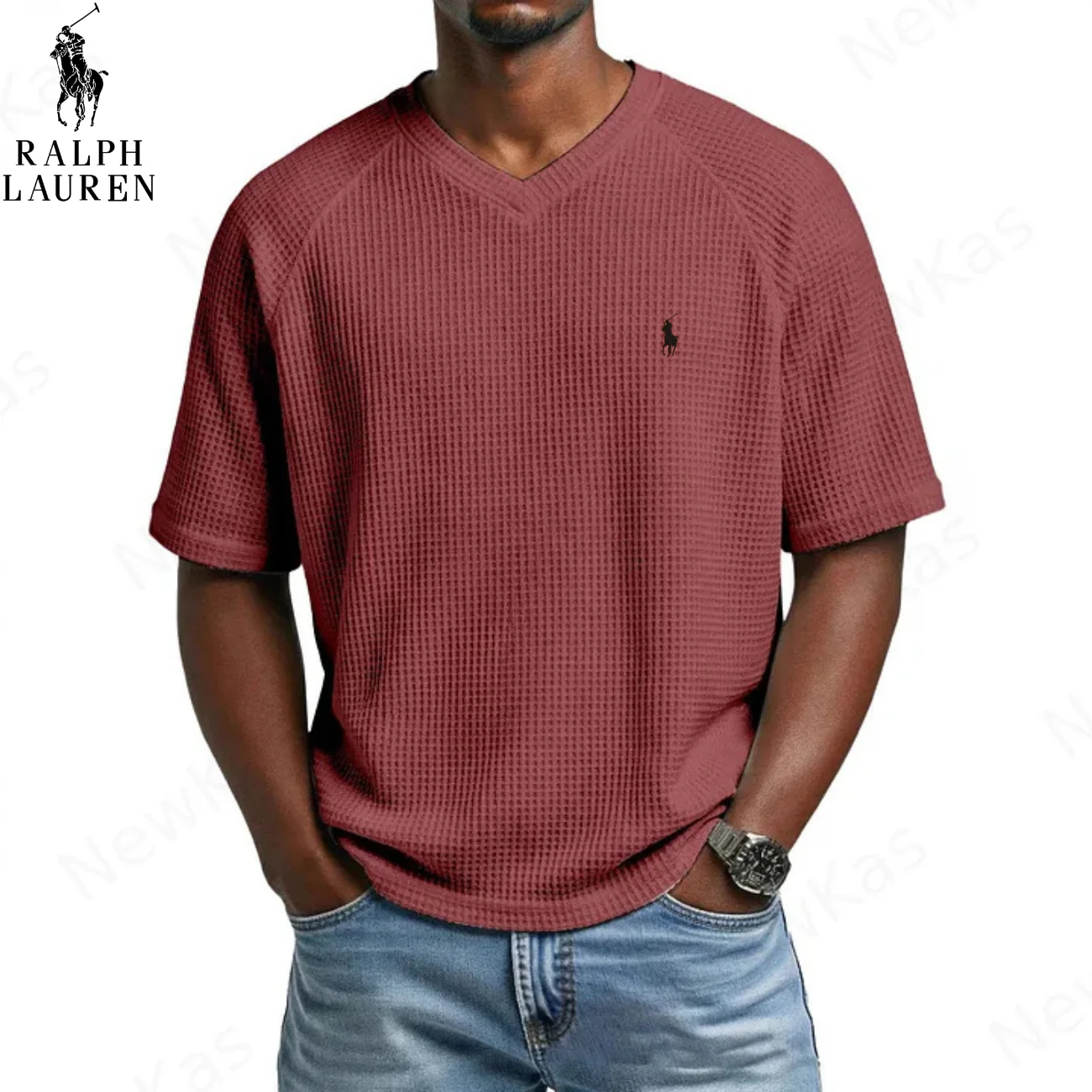 2026 Waffle Knit V-Neck Tee || Clearance Sale