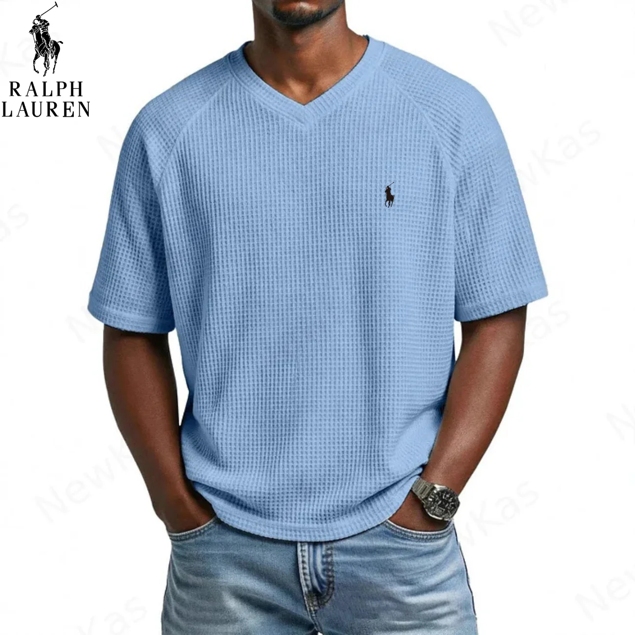 2026 Waffle Knit V-Neck Tee || Clearance Sale - Image 2