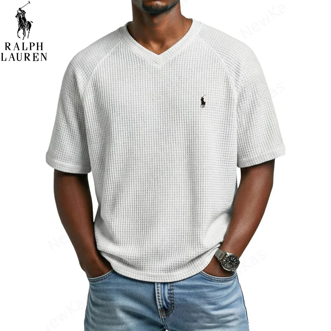 2026 Waffle Knit V-Neck Tee || Clearance Sale - Image 3