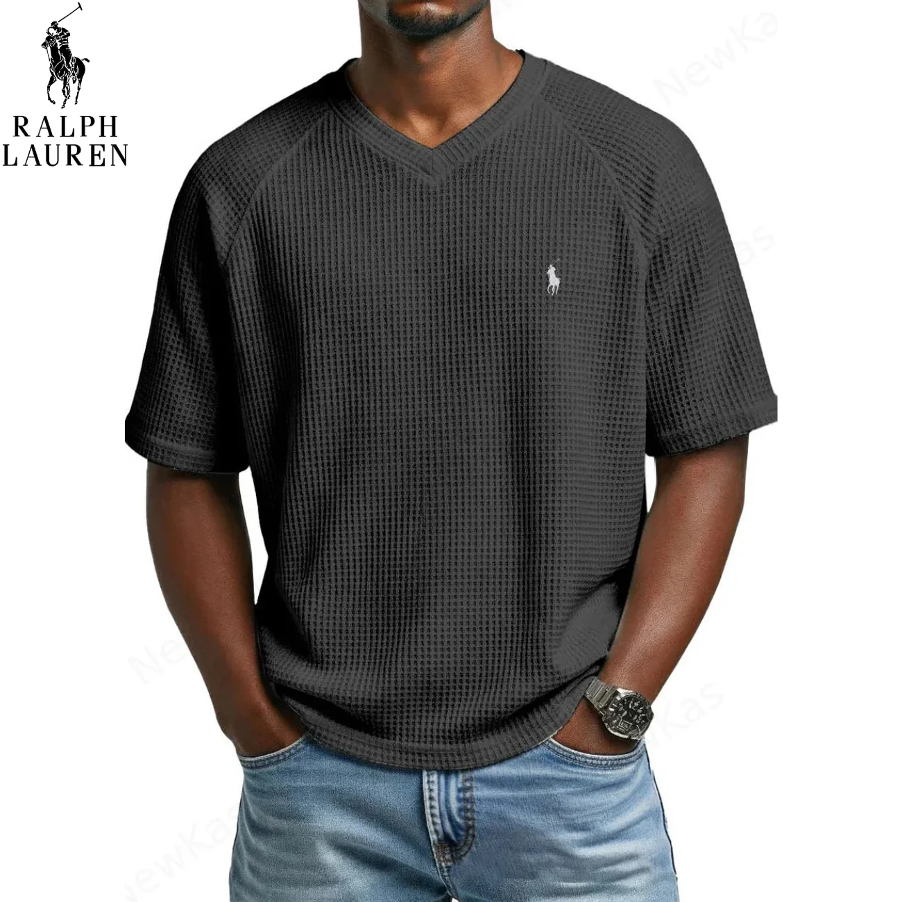 2026 Waffle Knit V-Neck Tee || Clearance Sale - Image 4