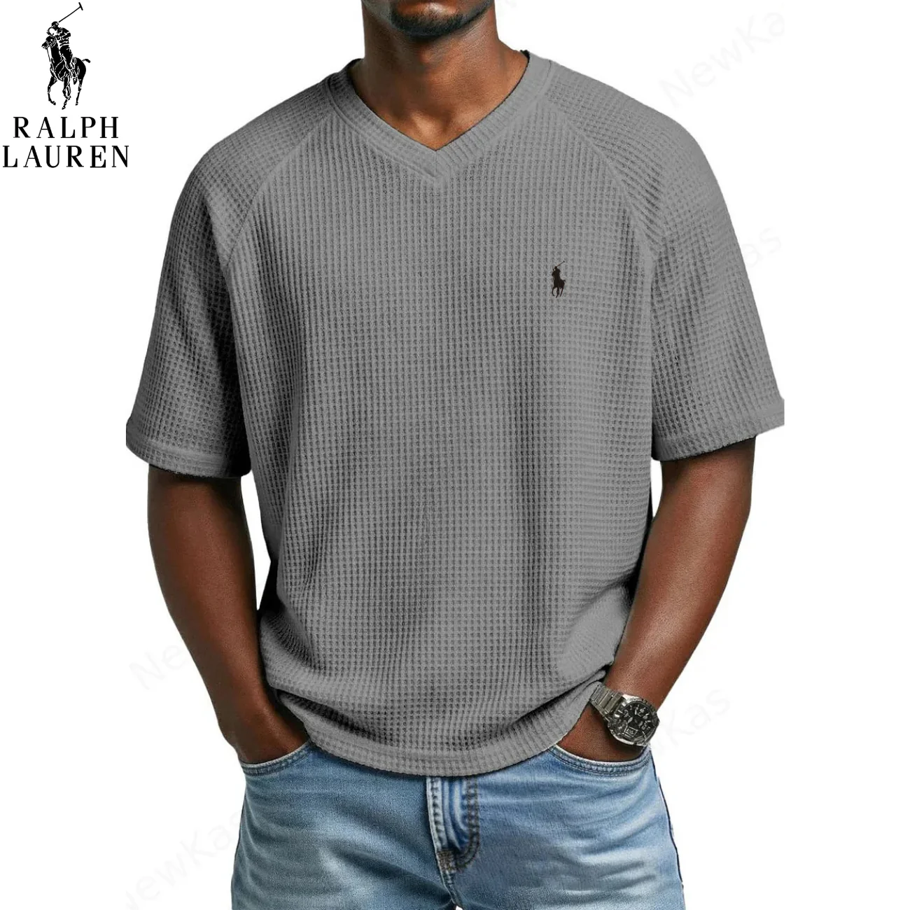 2026 Waffle Knit V-Neck Tee || Clearance Sale - Image 5