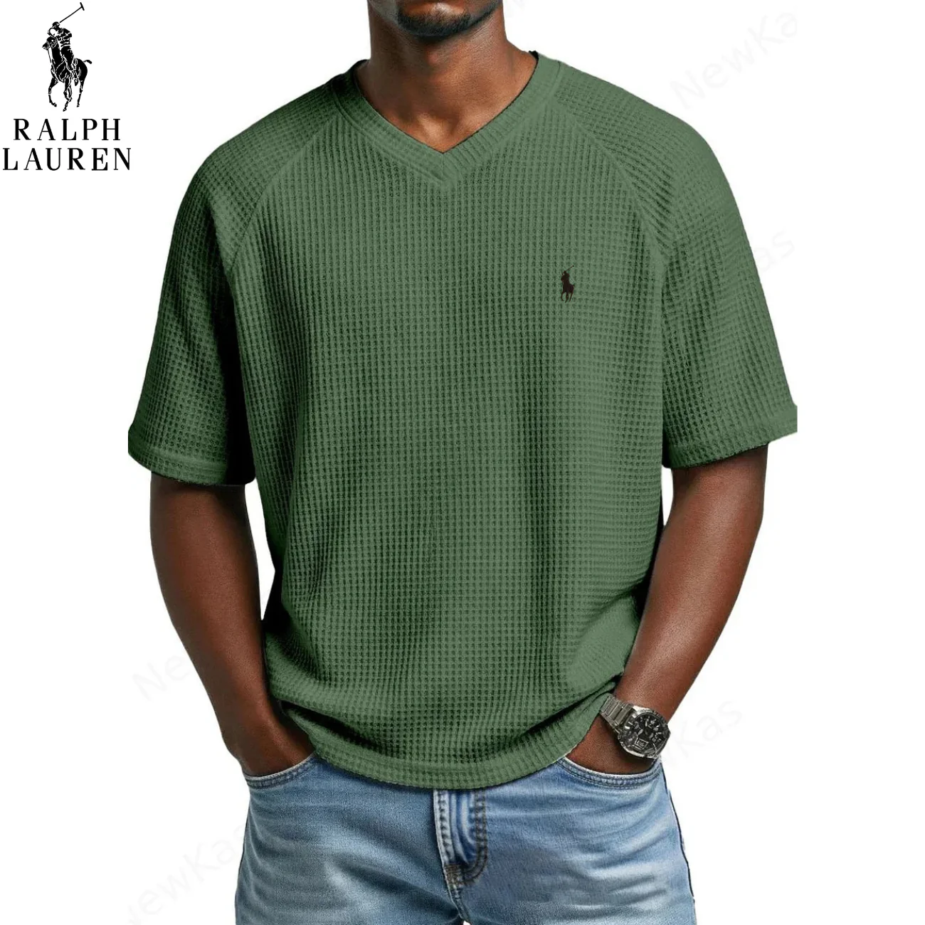 2026 Waffle Knit V-Neck Tee || Clearance Sale - Image 6
