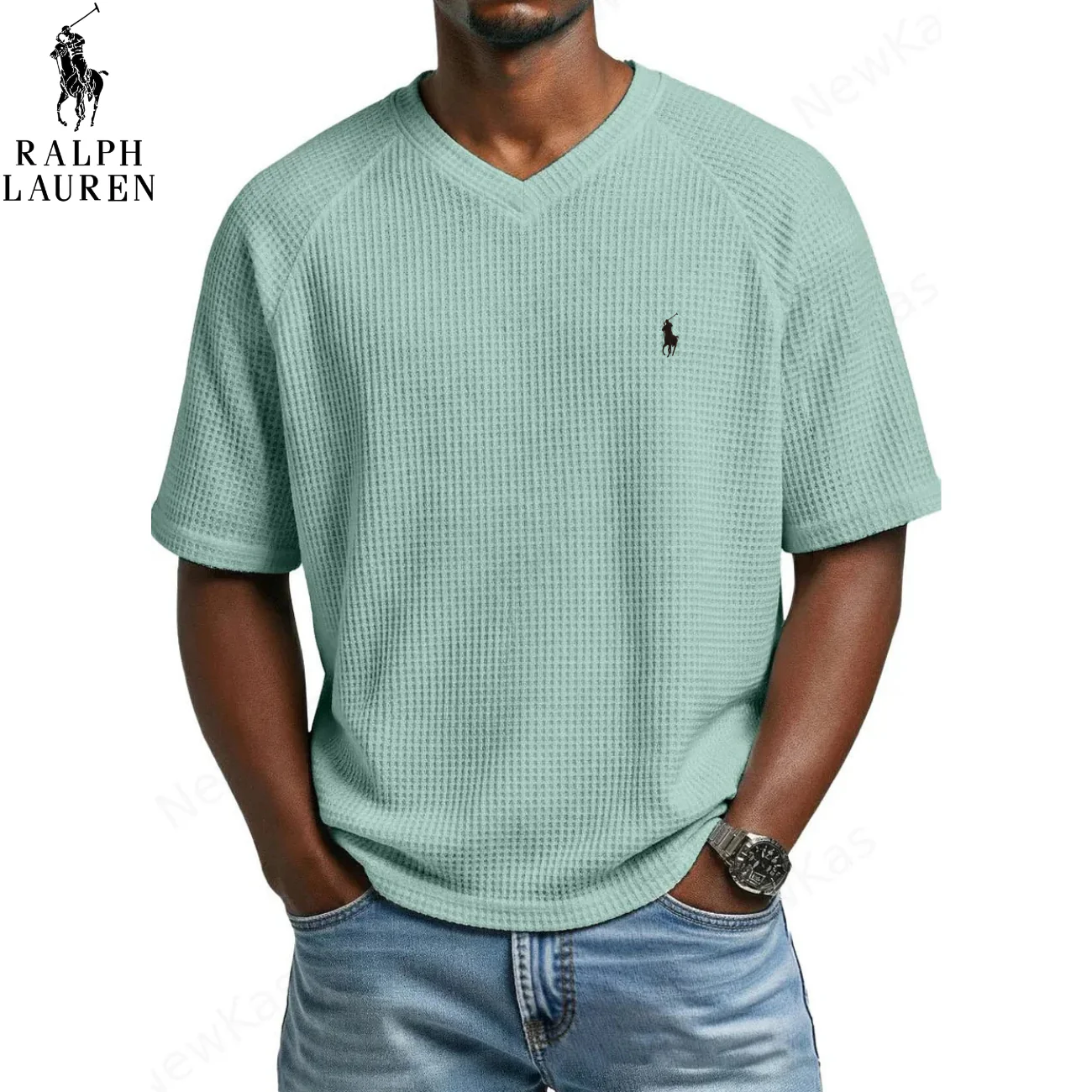 2026 Waffle Knit V-Neck Tee || Clearance Sale - Image 7