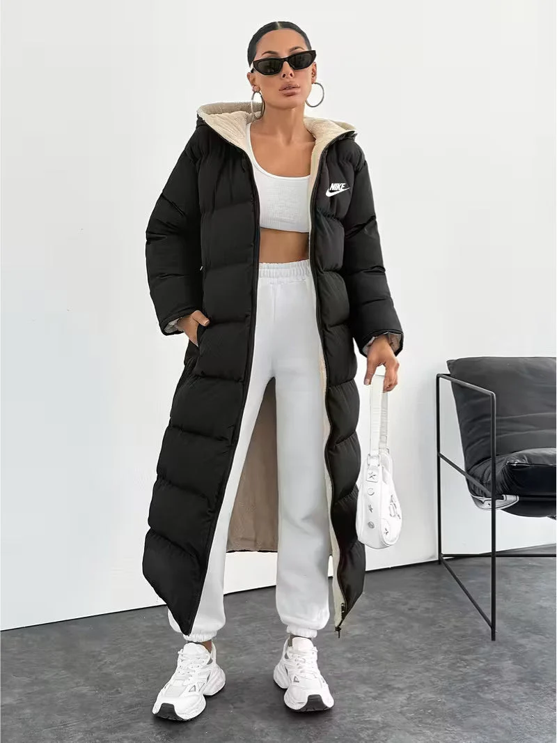 Long Puffer Coat with Hood and Sherpa Lining - CLEARANCE PRICE