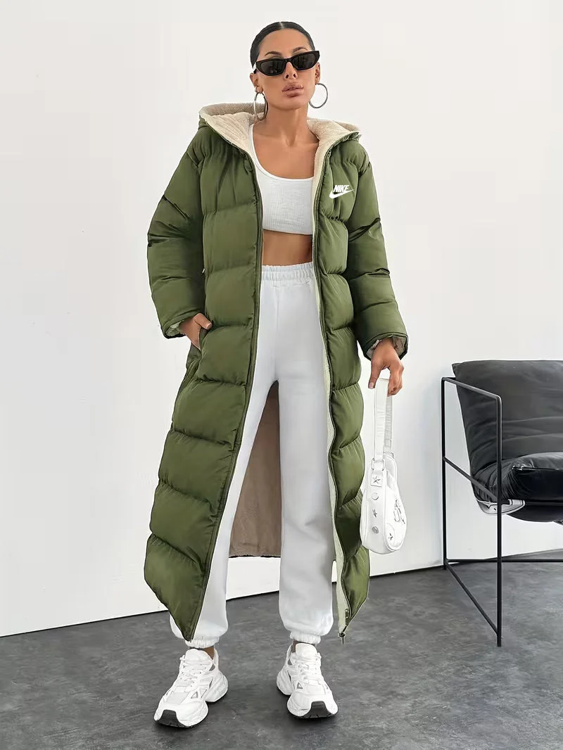 Long Puffer Coat with Hood and Sherpa Lining - CLEARANCE PRICE - Image 3