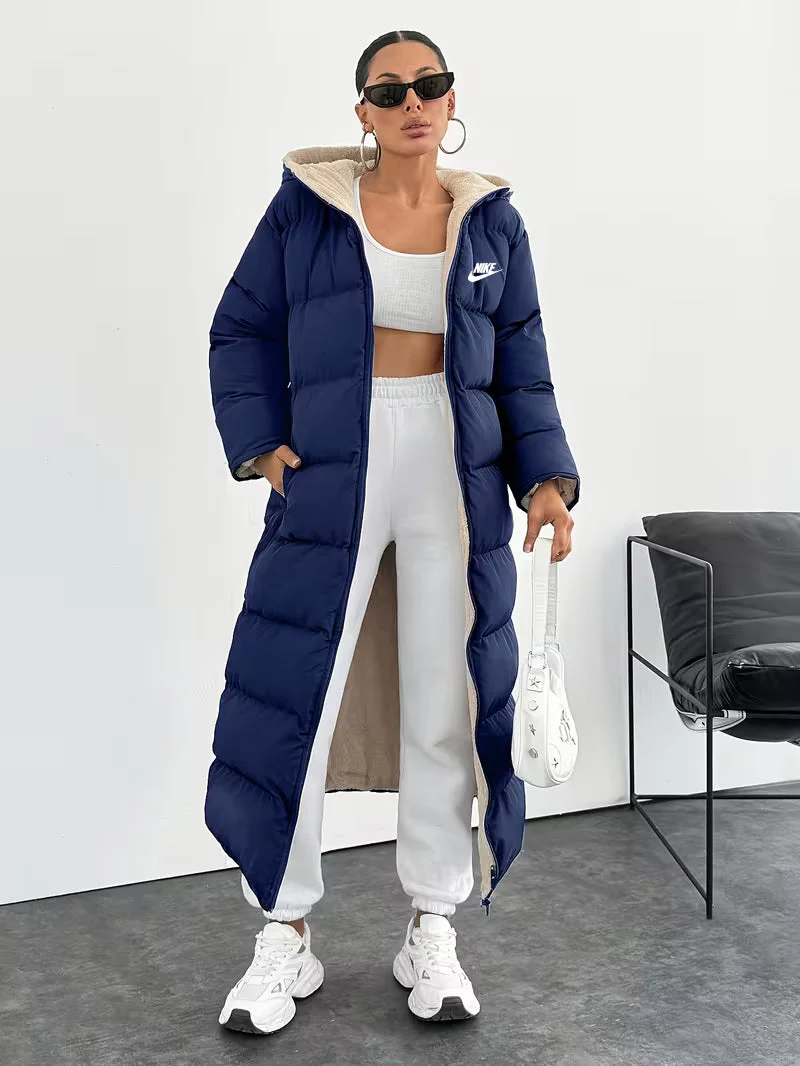 Long Puffer Coat with Hood and Sherpa Lining - CLEARANCE PRICE - Image 4