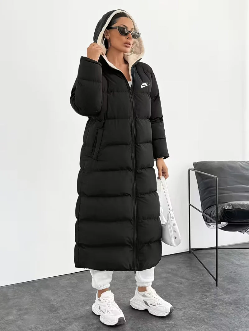 Long Puffer Coat with Hood and Sherpa Lining - CLEARANCE PRICE - Image 7