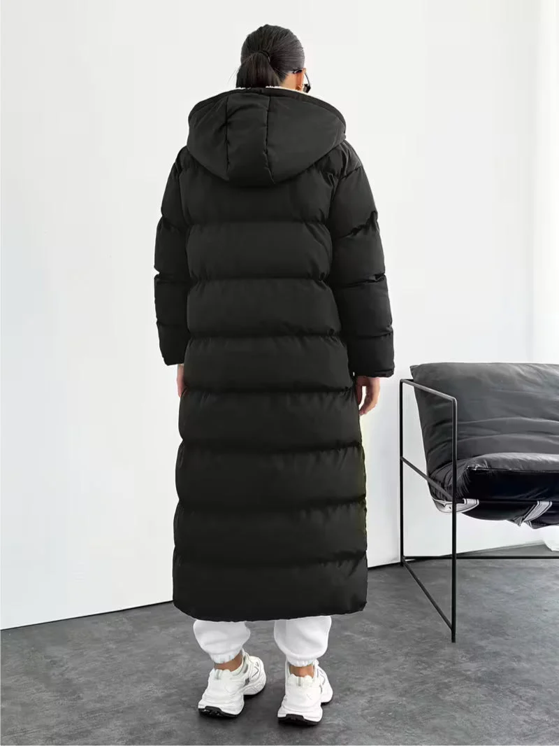 Long Puffer Coat with Hood and Sherpa Lining - CLEARANCE PRICE - Image 8