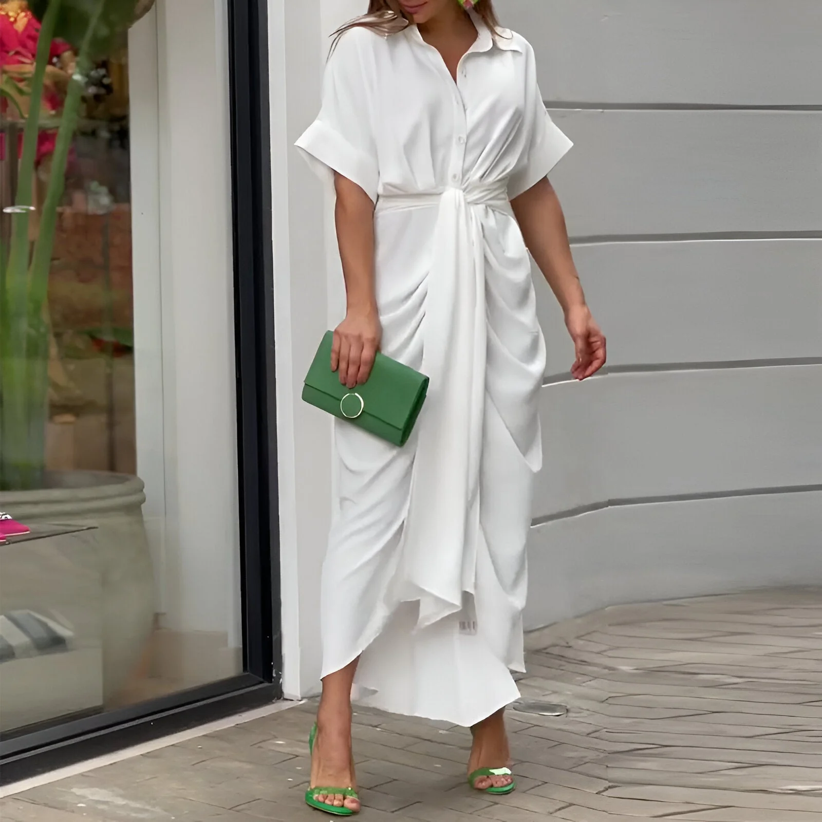 Adelaide | Midi dress with tie belt - Image 2
