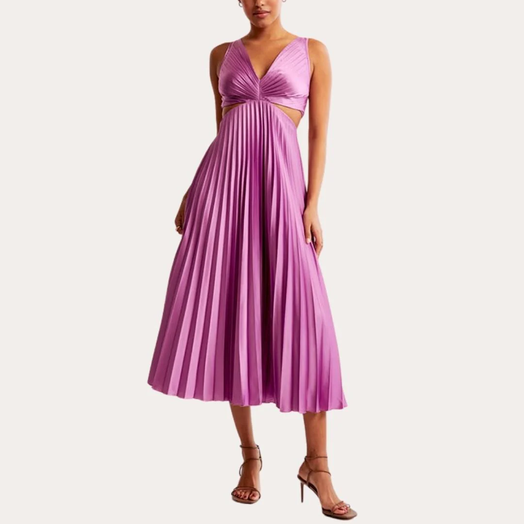 Adele | Pleated V-neck dress - Image 7
