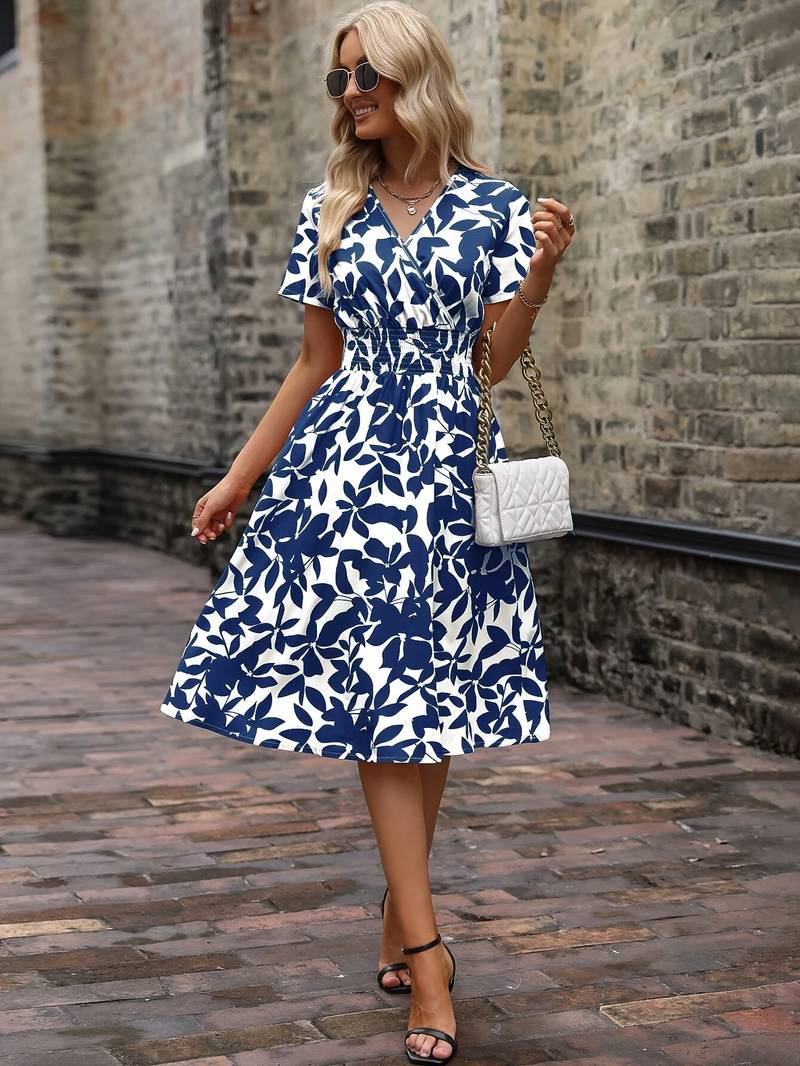 Amelia short sleeve floral wrap dress - Image 16