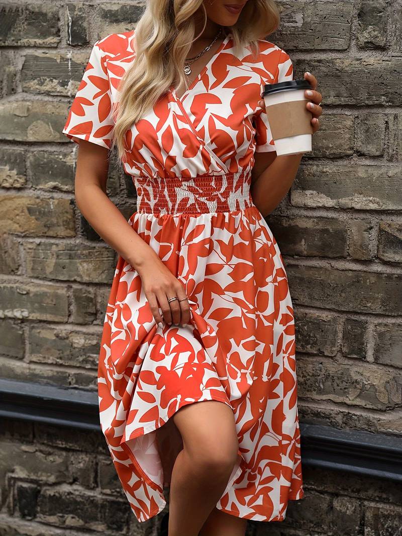 Amelia short sleeve floral wrap dress - Image 19