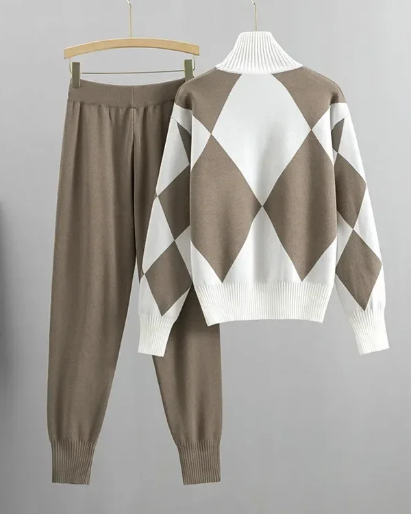 Hudson Argyle Knit Set