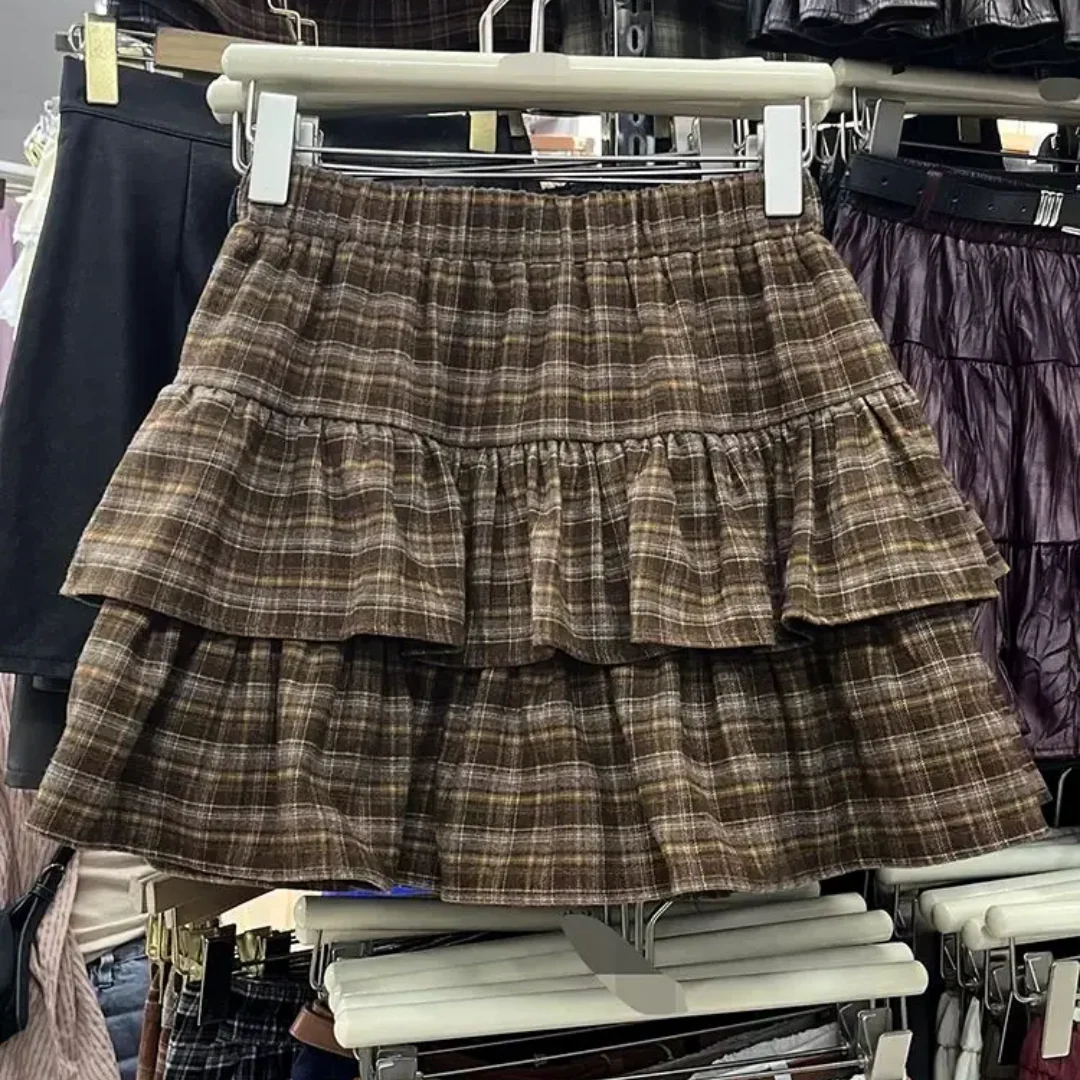 Arisa Ruffle Plaid Skirt