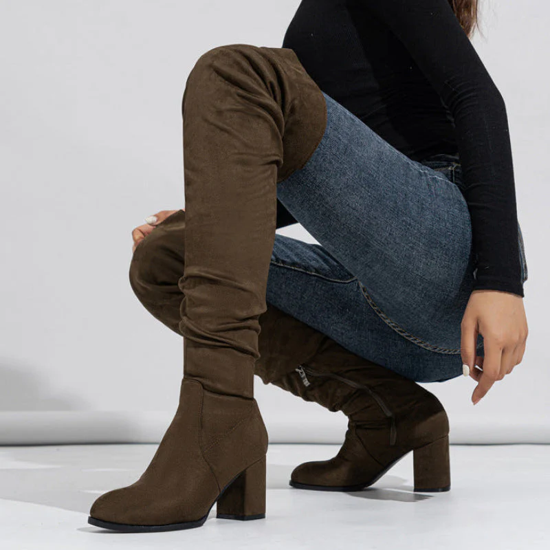 BECKY OVERKNEE SUEDE BOOTS - Image 9