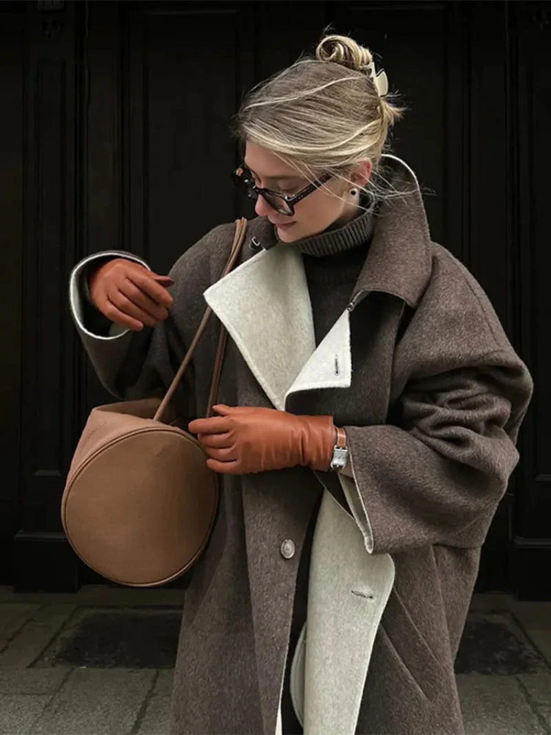Charlotte – Women’s Long Relaxed-Fit Brown Coat