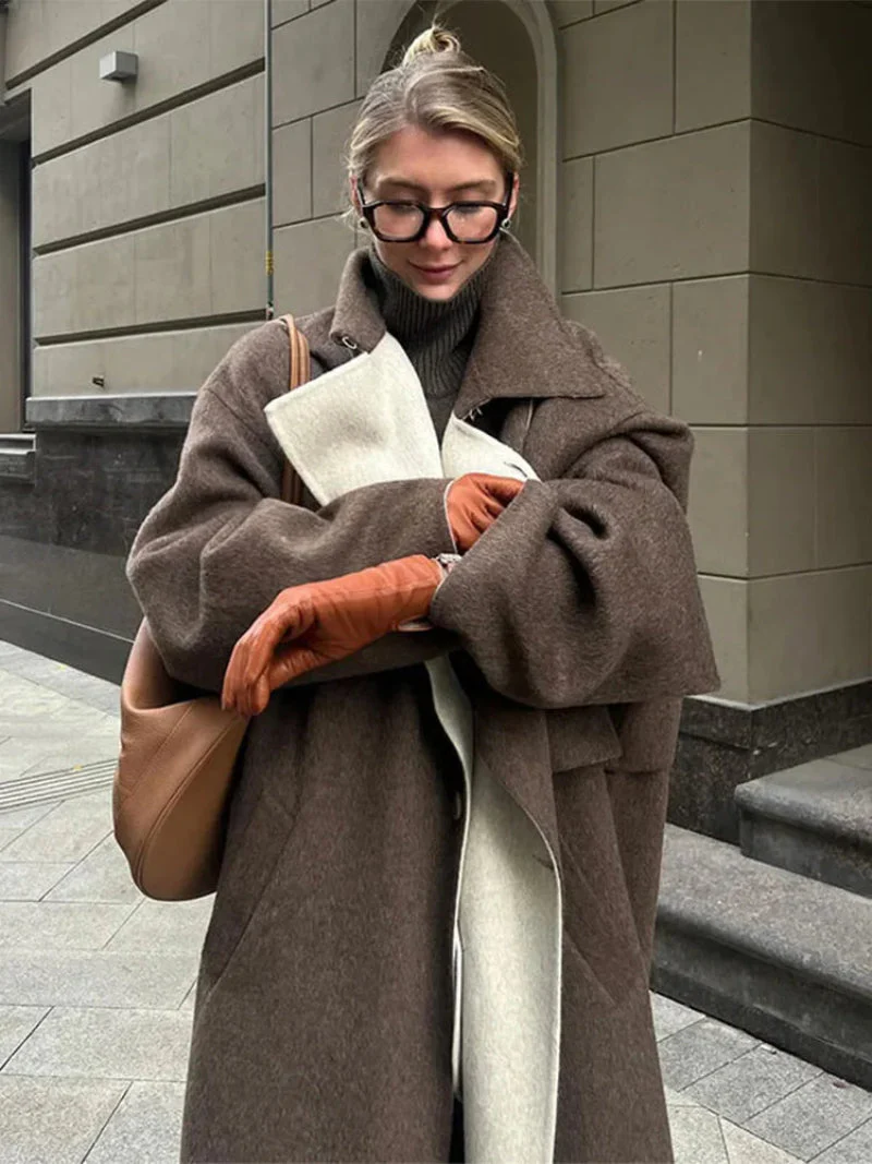 Charlotte – Women’s Long Relaxed-Fit Brown Coat - Image 5