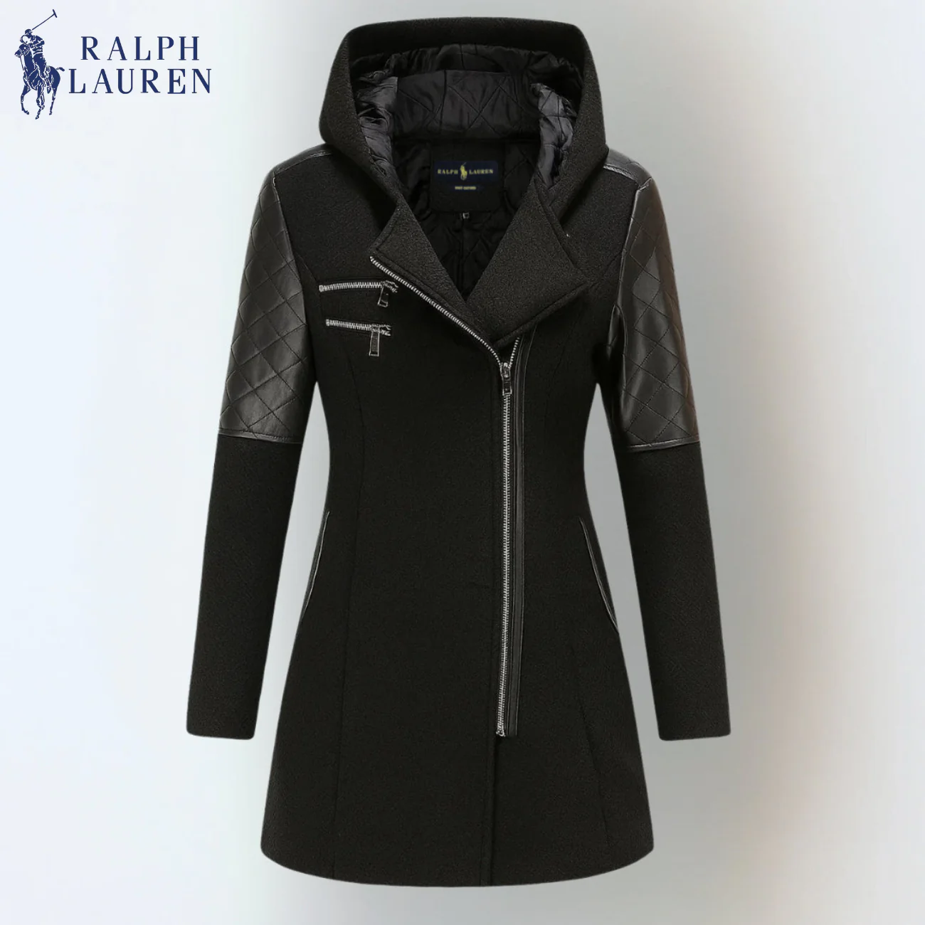 Chic Quilted Hooded Leather Coat || Clearance Sale