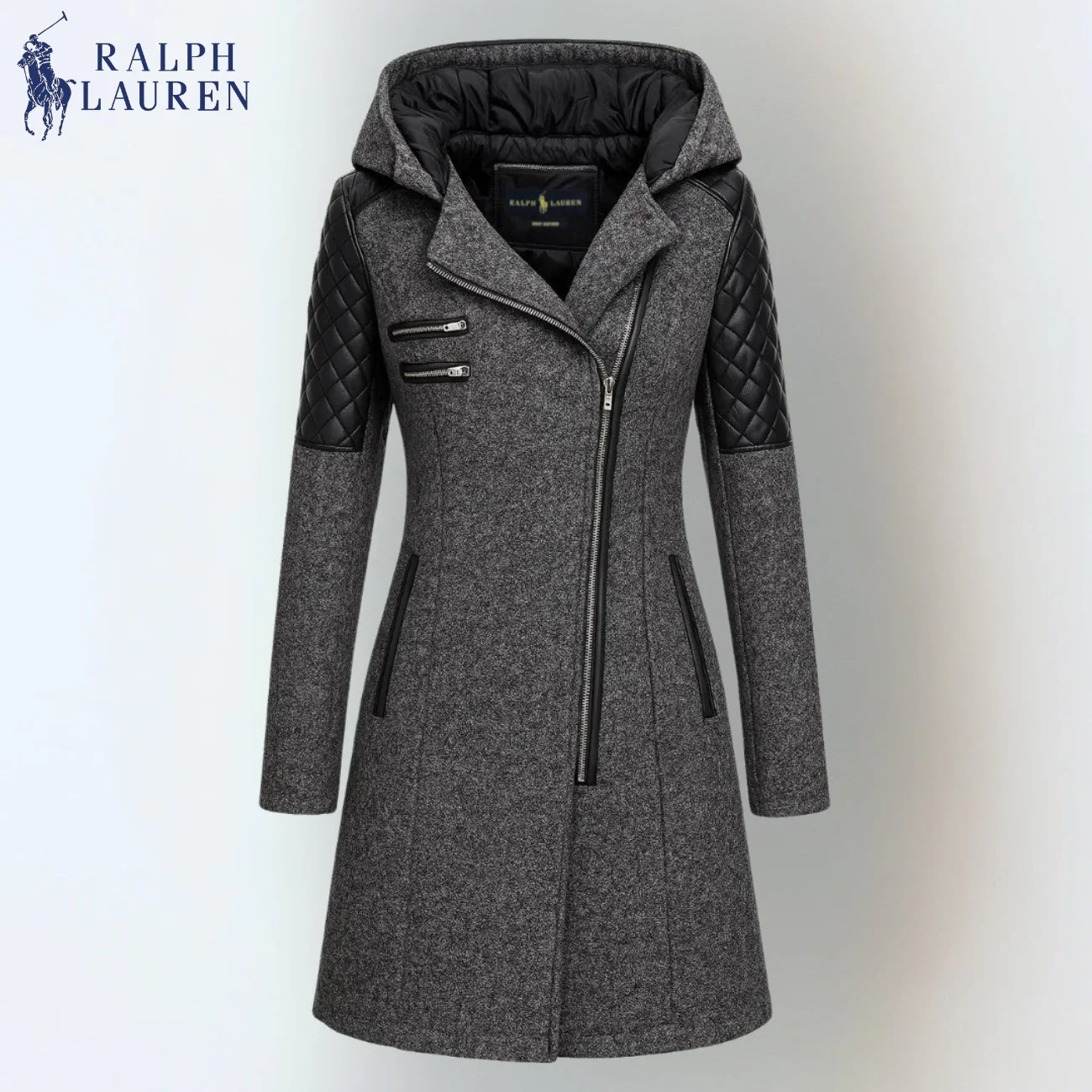 Chic Quilted Hooded Leather Coat || Clearance Sale - Image 2