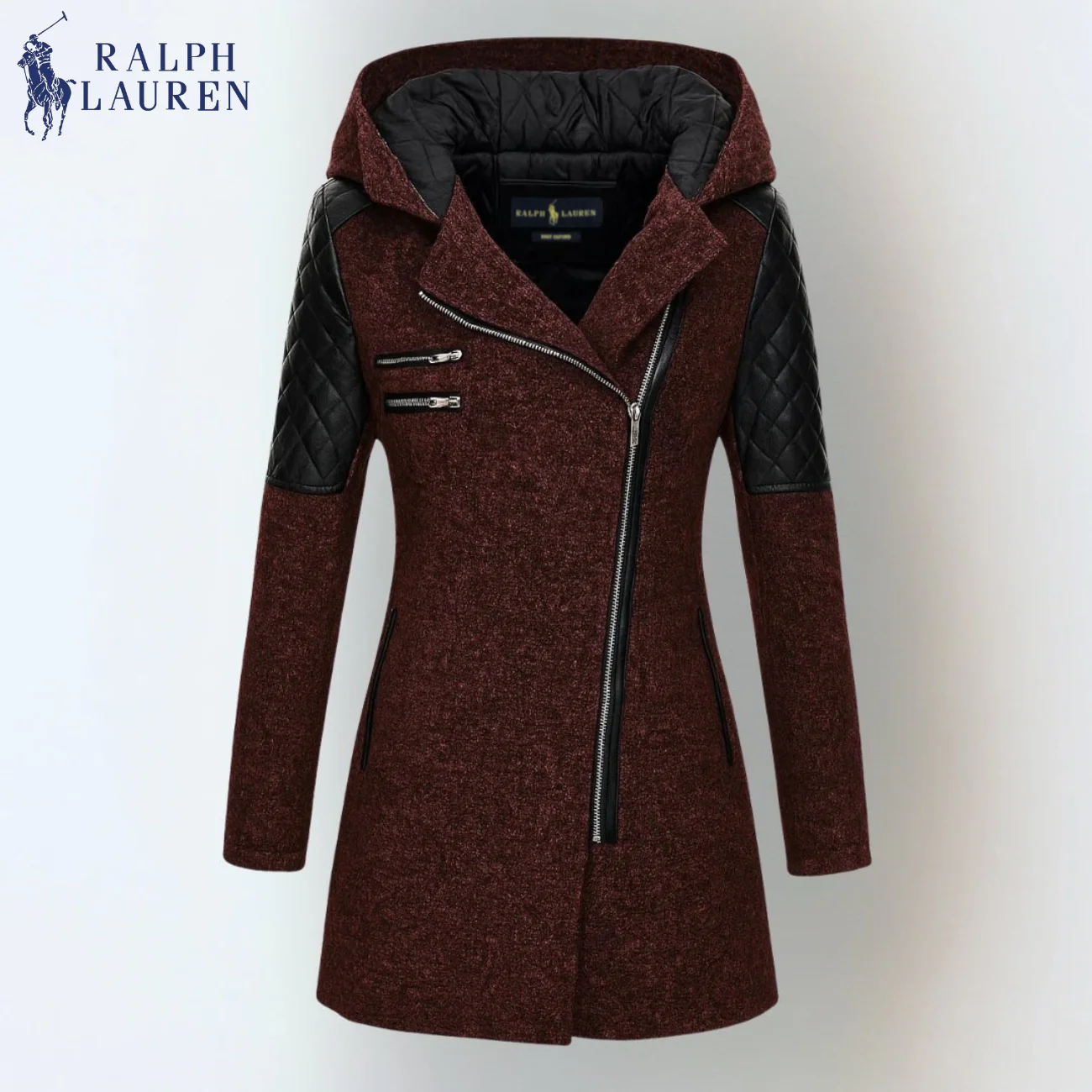 Chic Quilted Hooded Leather Coat || Clearance Sale - Image 4