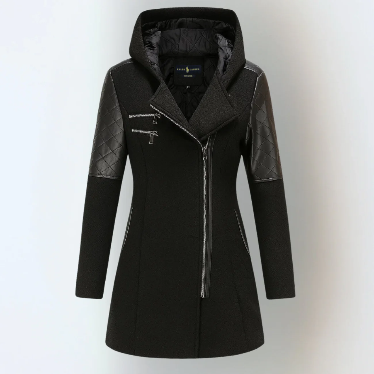 Chic Quilted Hooded Leather Coat - Clearance Sale