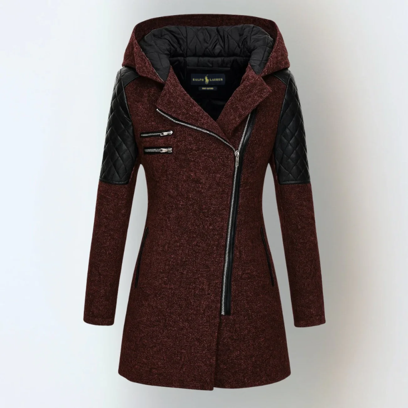 Chic Quilted Hooded Leather Coat - Clearance Sale - Image 4