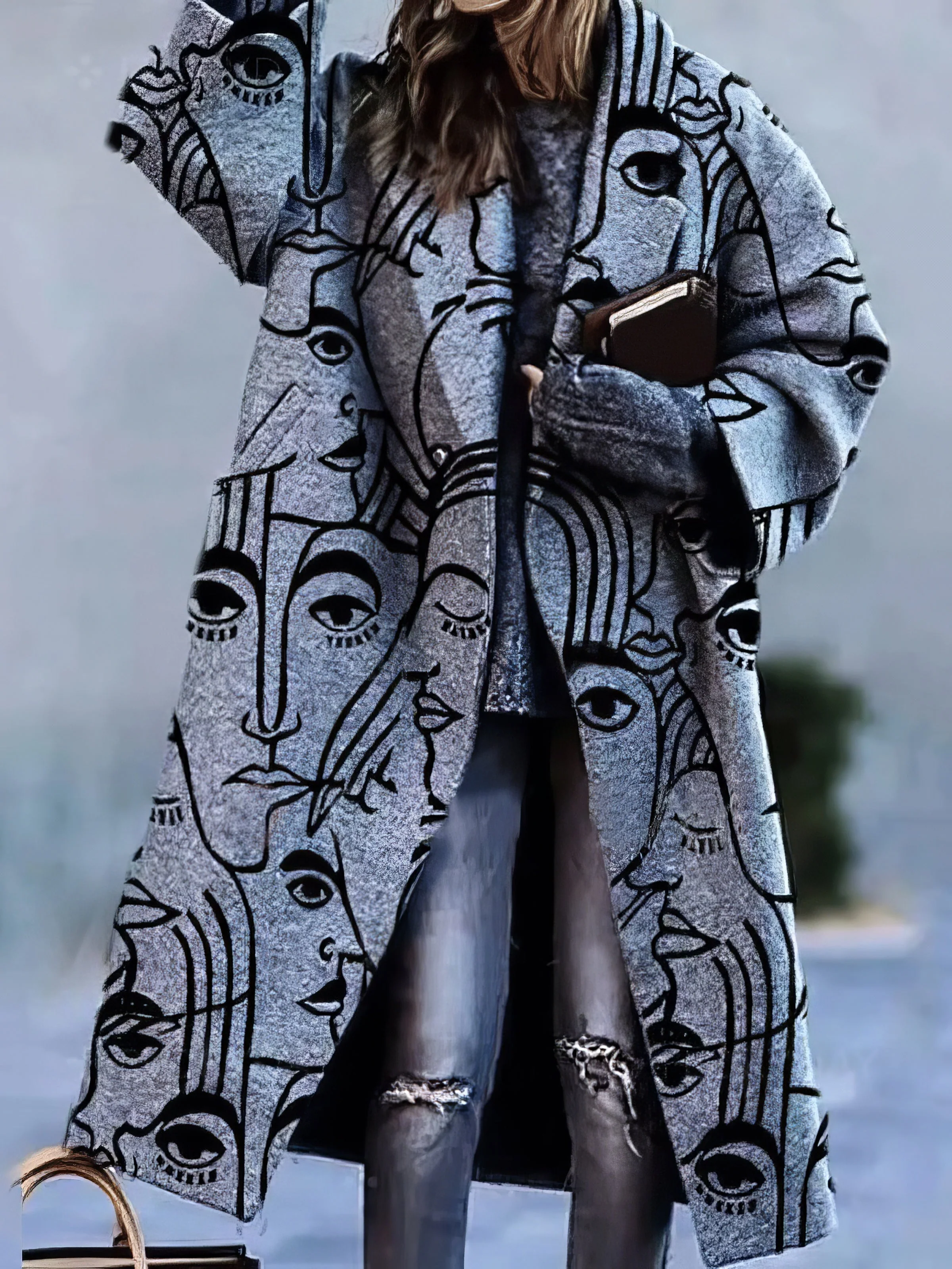 Claire – Women’s Long Coat with Lapel Collar - Image 2