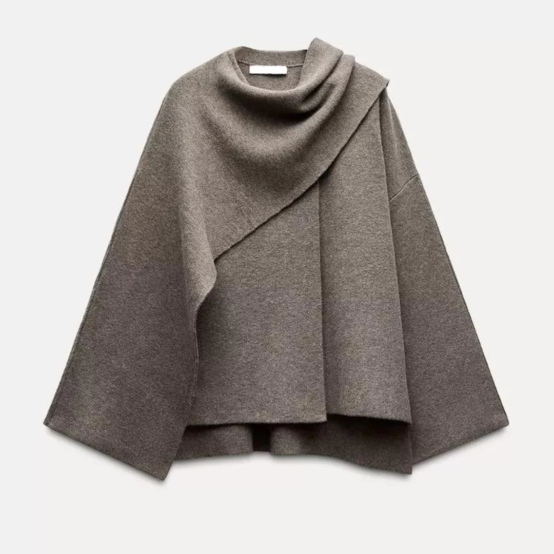 Clara – Women’s Asymmetrical Wool Poncho - Image 2