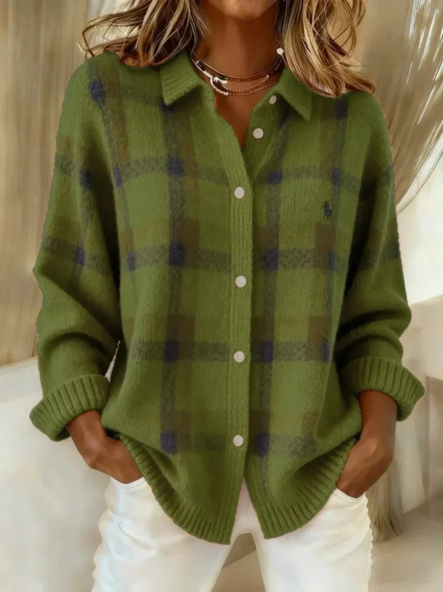 Classic Check Knit Button-Down Cardigan - Clearance Sale - Image 2