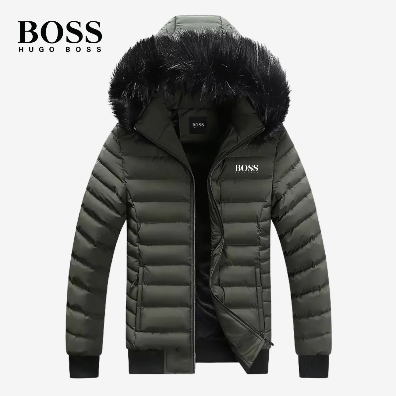 Down Jacket with Fur Collar || Clearance Sale - Image 4
