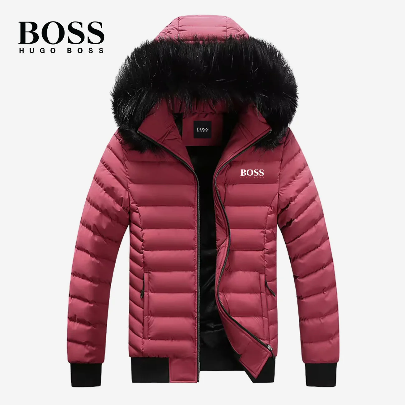 Down Jacket with Fur Collar || Clearance Sale - Image 5