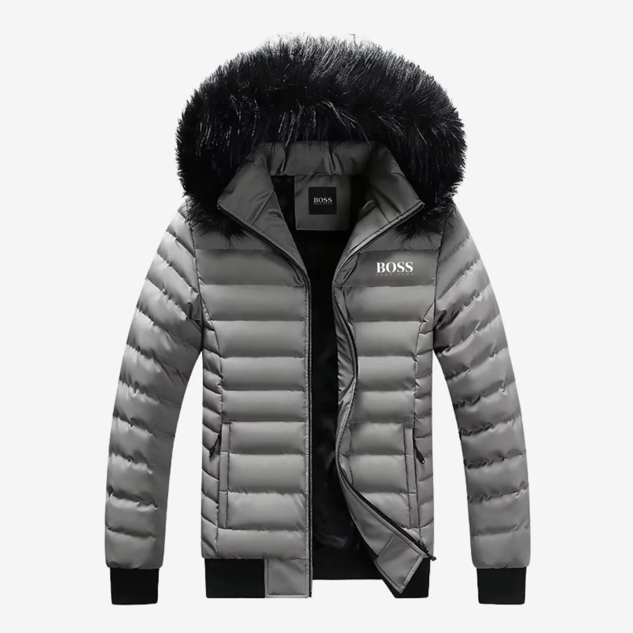 Down Jacket with Fur Collar - Clearance Sale - Image 3