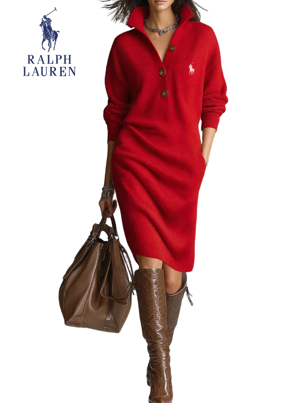 Elegant Ribbed Knit Midi Dress || Clearance Sale - Image 2