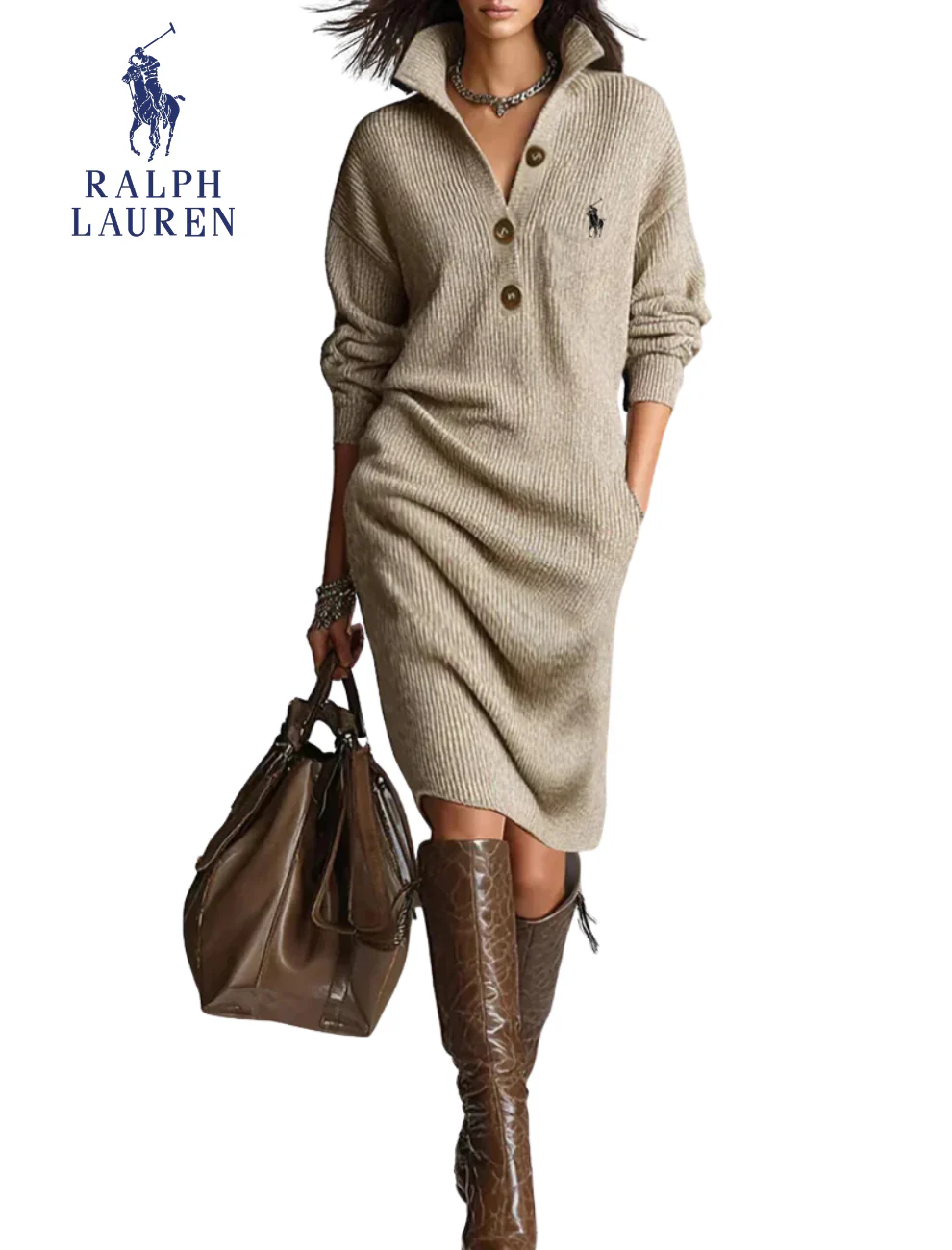 Elegant Ribbed Knit Midi Dress || Clearance Sale - Image 4