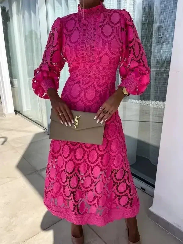 Geometric Lace Midi Dress for Women - Image 8