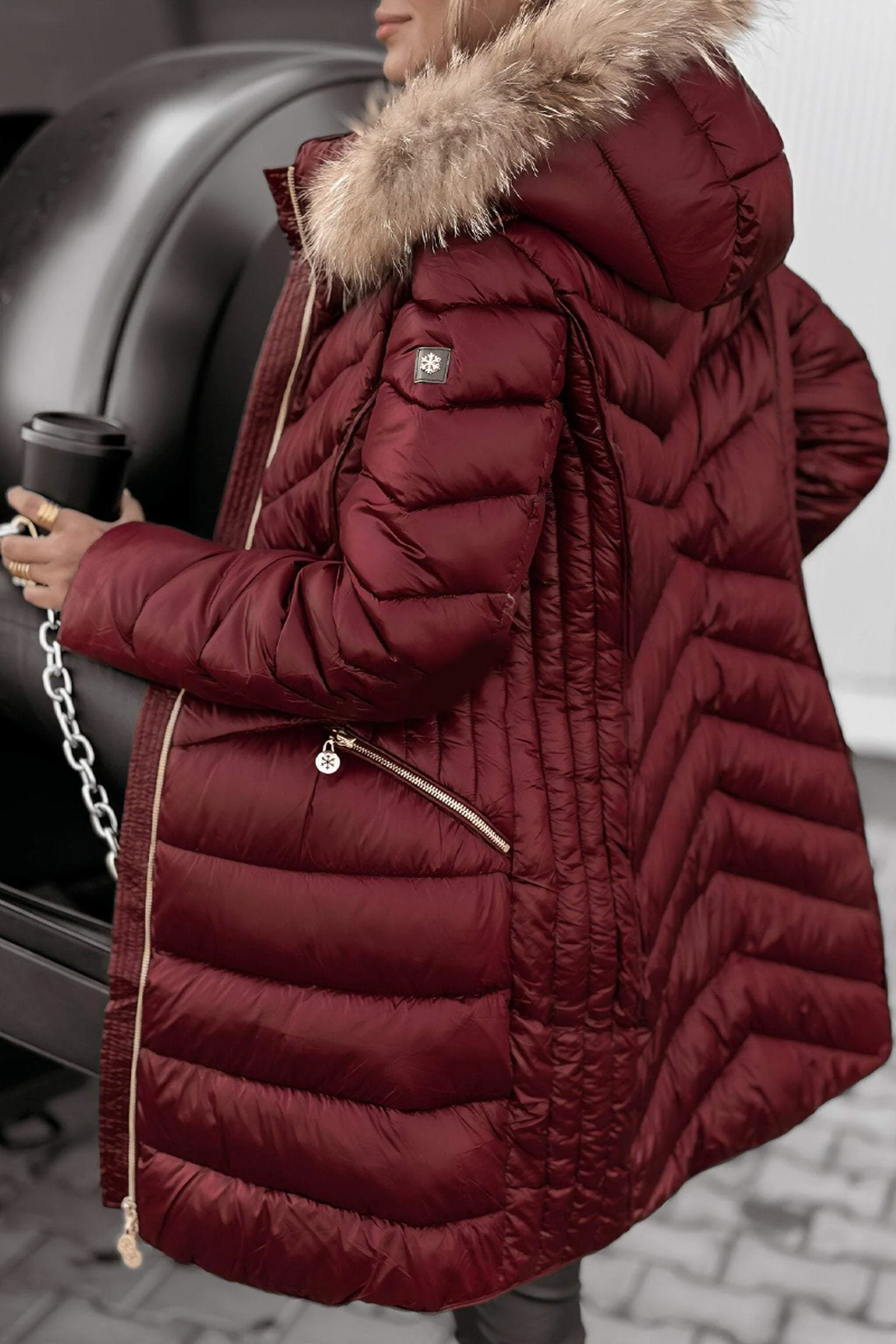 Harper - Women's Hooded Winter Jacket in Soft Cotton - Image 7
