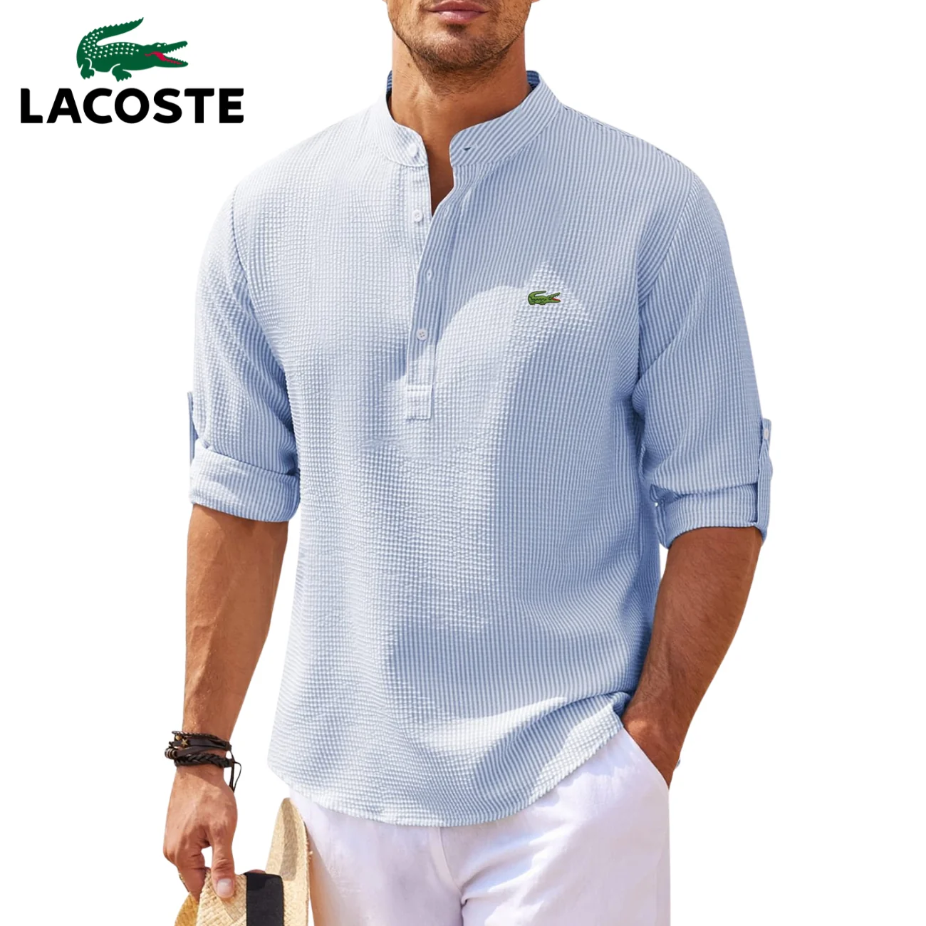 Henley Roll Sleeve Shirt || CLEARANCE SALE