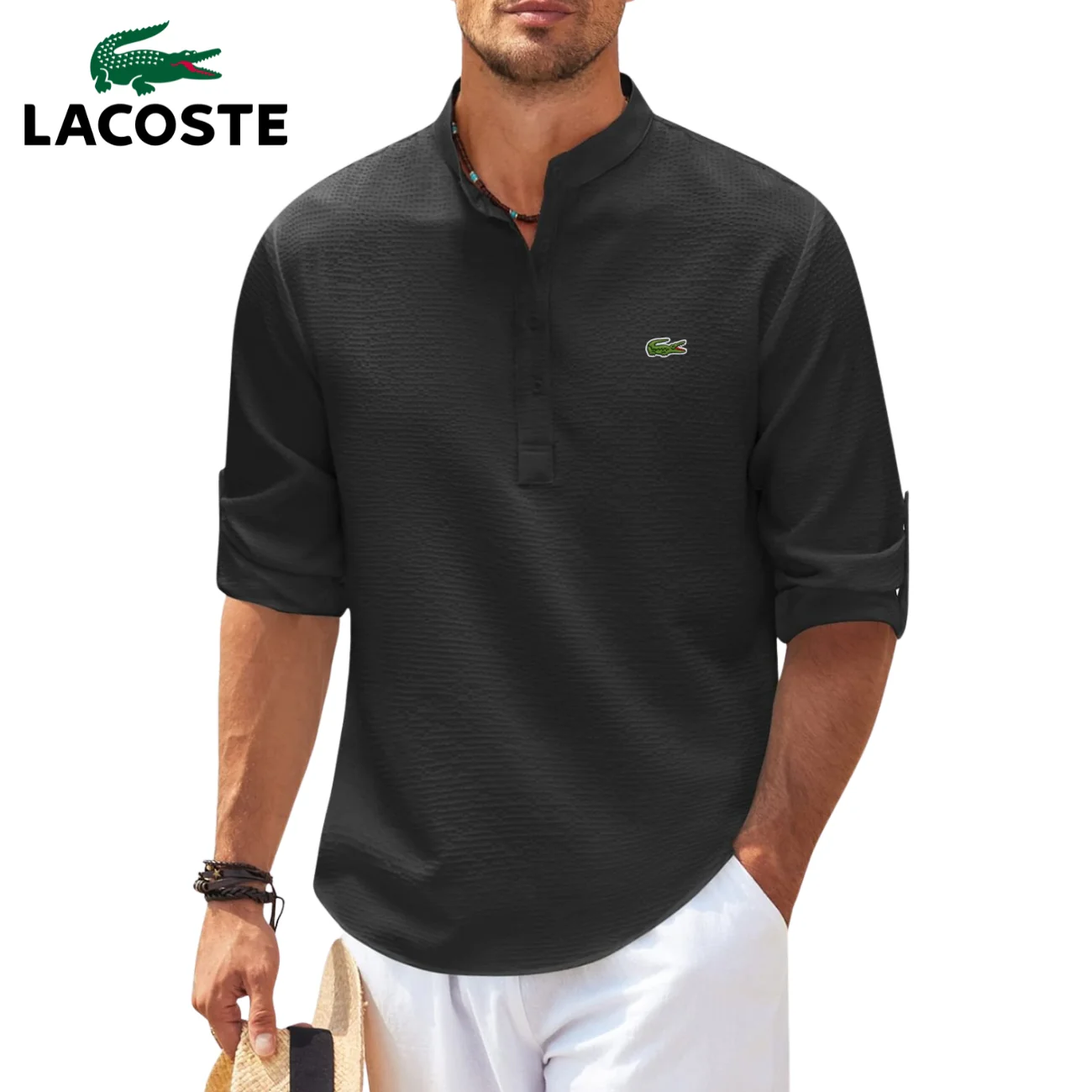 Henley Roll Sleeve Shirt || CLEARANCE SALE - Image 3