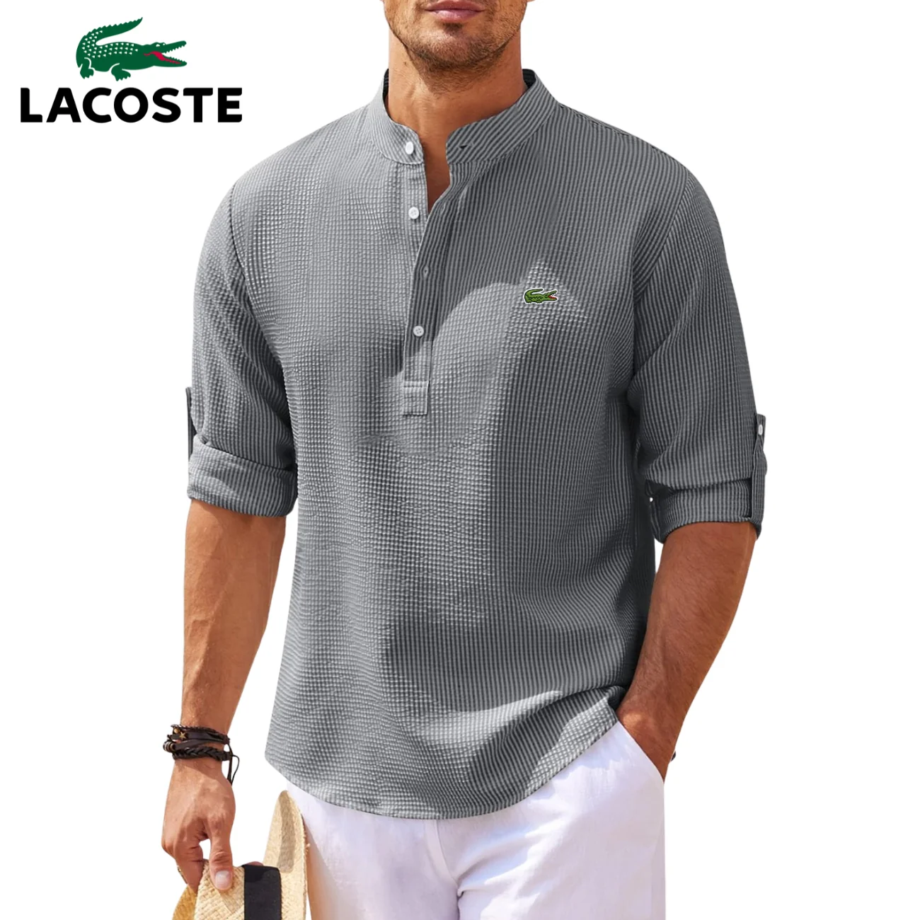 Henley Roll Sleeve Shirt || CLEARANCE SALE - Image 4