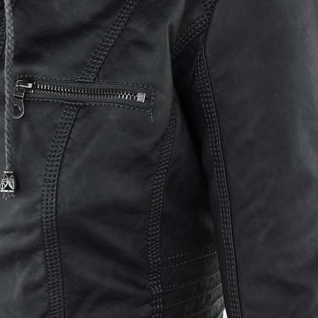 Hooded Leather Jacket for Women - Image 12