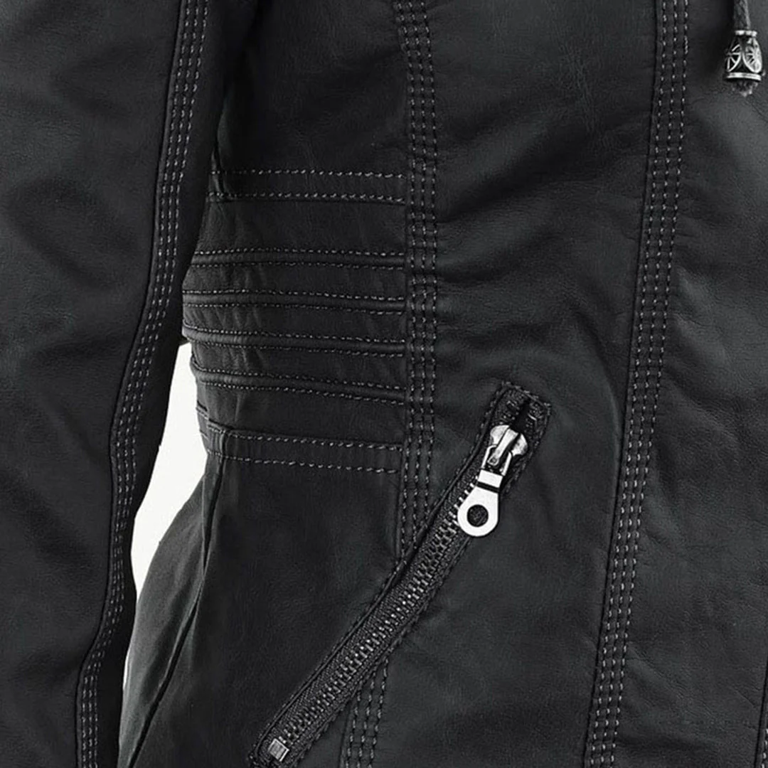 Hooded Leather Jacket for Women - Image 13