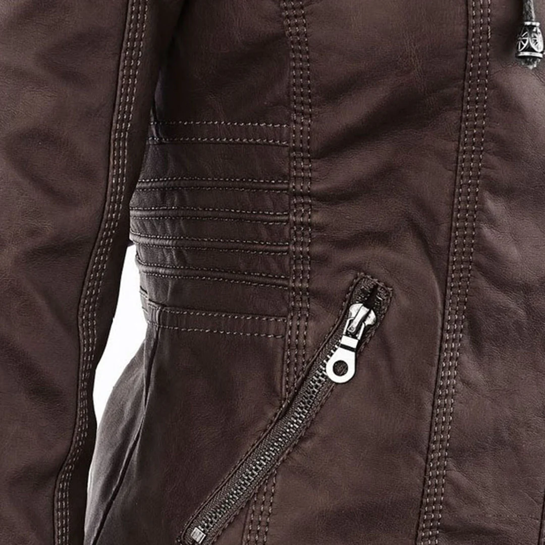 Hooded Leather Jacket for Women - Image 14