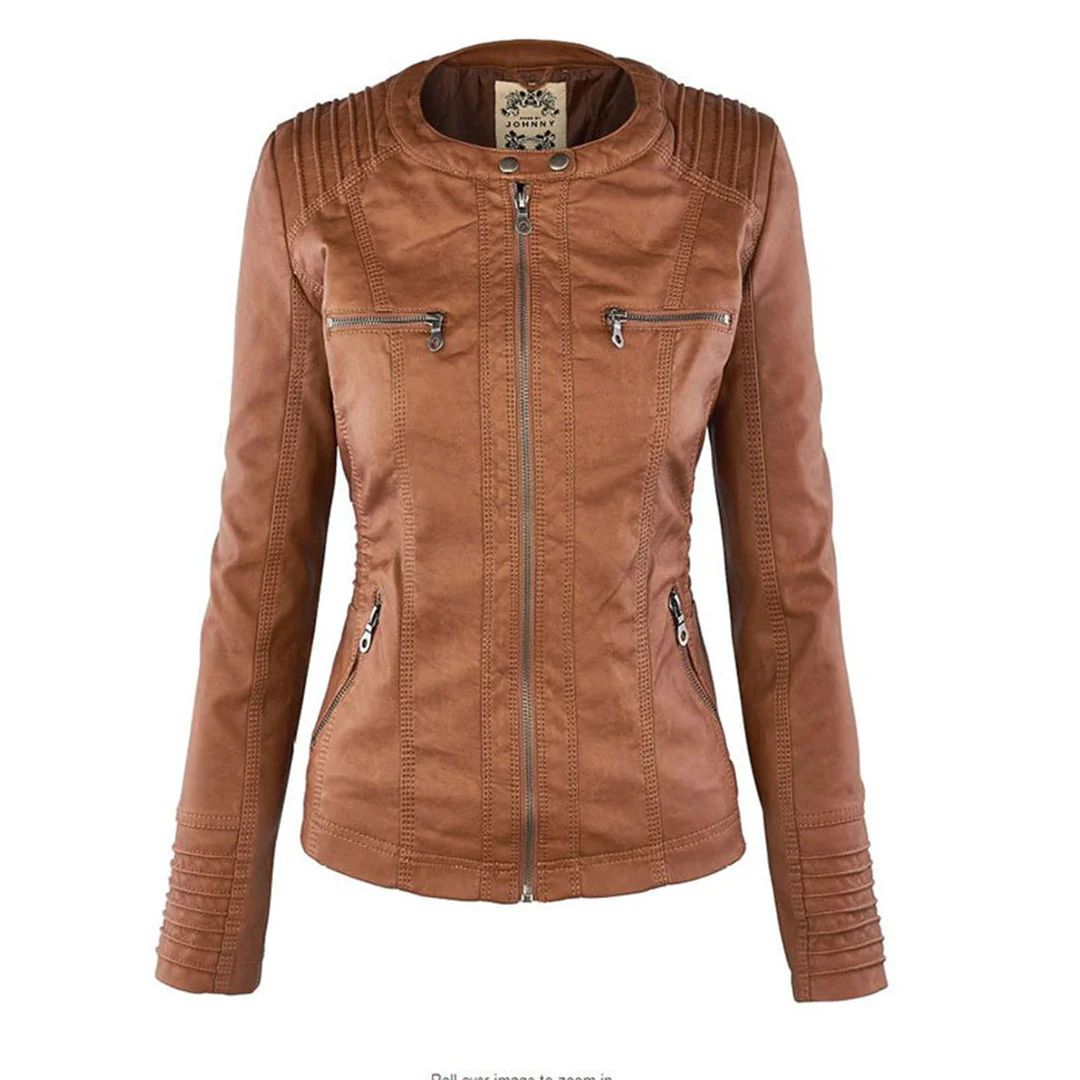 Hooded Leather Jacket for Women - Image 4